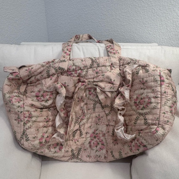 LoveShackFancy Shelby weekender rose hemp bag NWT - Picture 2 of 9